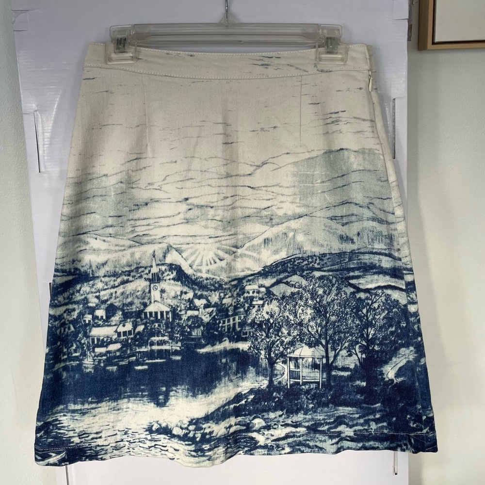 Anthropology blue and white Size 6 a-line skirt